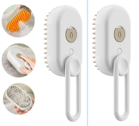 3 - in - 1 Steamy Pet Brush – Electric Spray Grooming Comb for Cats & Dogs | Hair Removal & Massage Tool - WhiskerNook