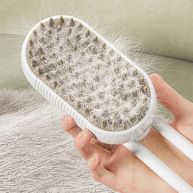 3 - in - 1 Steamy Pet Brush – Electric Spray Grooming Comb for Cats & Dogs | Hair Removal & Massage Tool - WhiskerNook