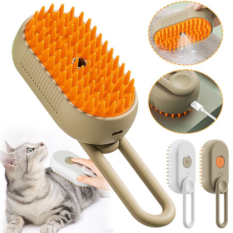 3 - in - 1 Steamy Pet Brush – Electric Spray Grooming Comb for Cats & Dogs | Hair Removal & Massage Tool - WhiskerNook