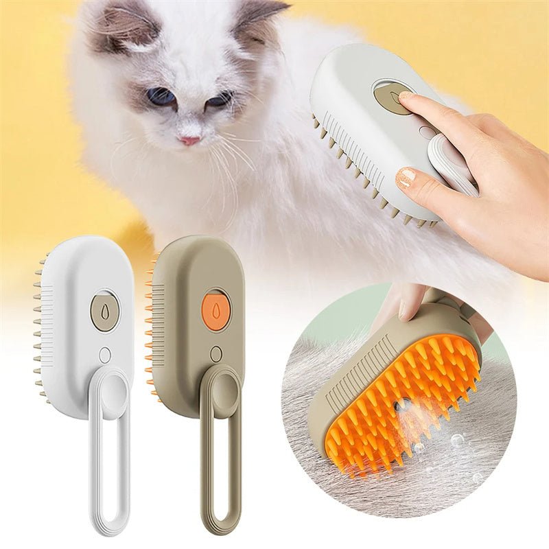 3 - in - 1 Steamy Pet Brush – Electric Spray Grooming Comb for Cats & Dogs | Hair Removal & Massage Tool - WhiskerNook