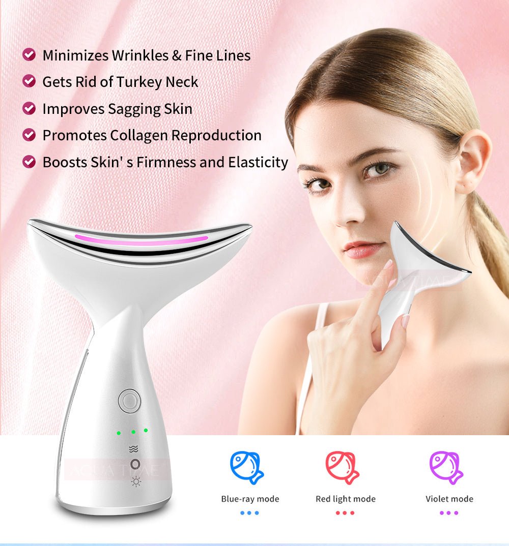 EMS LED Face & Neck Lifting Device – 3 - Color Photon Therapy for Double Chin & Skin Tightening - WhiskerNook