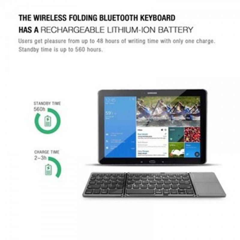 Folding Bluetooth Keyboard – Portable Wireless Keyboard for iPad, Tablet & Smartphones - WhiskerNook