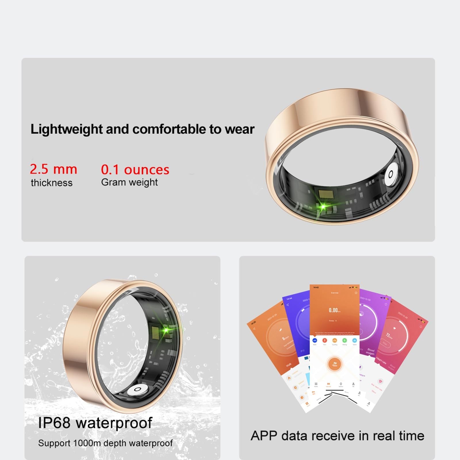 Smart Ring Health Tracker - Fitness Sleep Heart Rate Blood Oxygen Tracker IP68 - WhiskerNook